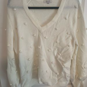 Madewell cream sweater with pompoms -Size L